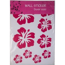Sıa Duvar Süsü Sticker Pembe Çiçekli Şeffaf Filmli Pvc