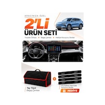 Byd Seal U Dm 2024-sonrası Uyumlu Torpido Örtüsü + Tay Tüyü Çanta + Sticker - Siyah Kırmızı