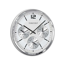 Krom Çerçeveli 4'lü Dünya Otel Duvar Saati 50 cm Gümüş