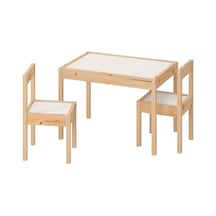 Çocuk Masa-sandalye Seti Meridyendukkan Beyaz-çam, 3 Parça Set Beyaz