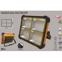 200w Solar Güneş Enerjili Şarjlı Projektör