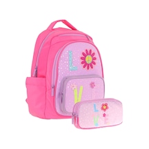Kaukko Kids Simli Love Desenli Kız Çocuk Okul Çantası Ve Üç Gözlü Kalem Çantası Seti L5211+l8211 Pembe - Mor