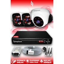 Bayicam 3 Kameralı Panda 1 İç Kamera Set HDD'siz Full HD Gece Görüşlü Güvenlik Kamerası Sistemi