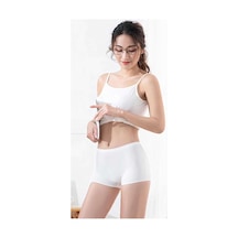 Kadın Dikişsiz Görünmez İz Yapmaz Mini Şort Boxer Beyaz Beden: M Standart