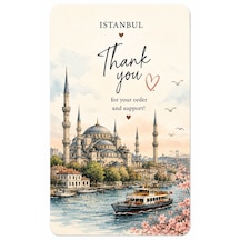 Istanbul Temalı Thank You Kartı 8x5 Cm Sipariş Teşekkür Kartı Paket Içi Not Kartı
