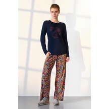 Doreanse Kadın Desenli Renkli T-shirt Pijama Takımı 25k4047-standart Çok Renkli