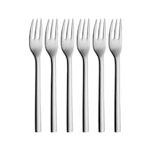 Nuova 6 Parça Pasta Çatalı Seti, 16 Cm, Cromargan Yüksek Kaliteli Parlak Paslanmaz Çelik, Parlak Yüzey, Bulaşık Makinesinde Yıkanabilir Çok Renkli