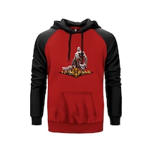 God Of War Kratos Siluet Logo Kırmızı Renk Reglan Kol Sweatshirt Kırmızı