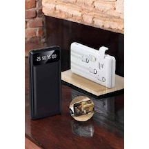 Powerbank 20.000 Mah Dijital Göstergeli Lcd Ekran Uzun Pil Ömrü Gri - Siyah