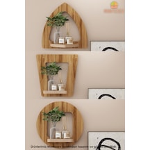 Ahşap Dekoratif Duvar Rafı 2 Li / 3 Lü Set Mtsv - 641 Kahverengi