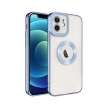 Zore İphone 12 Uyumlu Kamera Korumalı Logo Gösteren Ogaa Omega Kılıf-mavi Açık