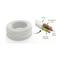 3x2.5 Tam Kesit Cca Ttr Elektrik Uzatma Kablosu 50 Metre Beyaz 1