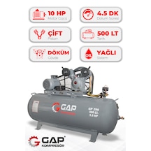 Gap Kompresör Gp290-500 Hava Kompresörü Pistonlu 500lt 2 Kafa 8 Bar 5.5 Hp