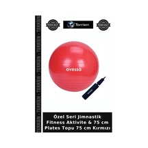 Özel Seri Jimnastik Fitness Aktivite & 75 Cm Plates Topu 75 Cm Kırmızı