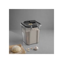 12 Litre Kare Çok Amaçlı Filtre Kapaklı Un Bakliyat Saklama Kabı Gri