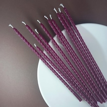 Petekoğlu Balmumu Mum 10 Adet Bordo 24cm Burgulu Dilek Mumu Doğal Petek İnce Uzun Parti Nişan Ritüel Parti Kutlam Çok Renkli