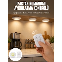 Mey İthalat Spot Lamba Led Işık 3'lü Uzaktan Kumandalı Pilli Yapışkanlı Kablosuz Yeni Nesil