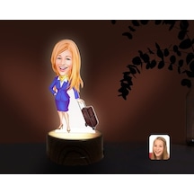 Kişiye Özel Hostes Karikatürlü Dekoratif 3D Biblo Led Işıklı Gece (481497662)