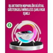 Kablosuz Şarjlı Led Masa Lambası Çalar Saat Ve Beyaz Gürültü Özellikli Çok Renkli