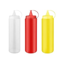 3 Adet Fişek Sosluk 400 Ml. Sosluk Sarı Şeffaf Kırmızı Çok Renkli