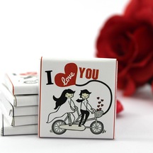 Dark Brown I LOVE YOU Yazılı Sevgili için Madlen Çikolata Sütlü ve Bitter 72 Adet