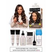 Sea Color Set Saç Boyası 7.7 Koyu Karamel 2 Li+pratik Boya Kabı