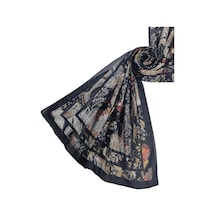 Mim Eşarp Mısırlı Eşarp Etnik Desenli Pamuklu Şal 75x190 Cm Siyah - Vizon