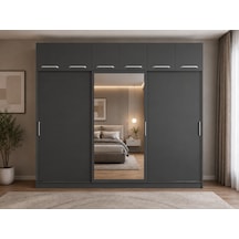 Luma Tamamı Mdf Sürgü Kapaklı Dolap Gardırop Yüklüklü Füme 180 Cm