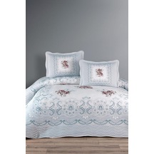 Nerea Baskılı Kapitoneli Çift Kişilik Yatak Örtüsü Mavi Mavi