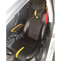 Seat Leon 2006 2012 Arası Uyumlu Arka Sırt 2+1 Siyah Taytüyü Siyah Deri Karışımı Sarı Detay