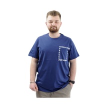 Mode Xl Erkek Büyük Beden T-shirt Pamuklu Baskılı Bisiklet Yaka Tişört Number U24051 İndigo İndigo