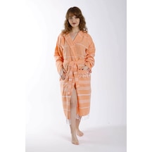Kapüşonlu Kadın / Erkek Peştemal Bornoz Soft %100 Pamuklu Natural 001