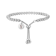 Novahub Az Mektup Paslanmaz Çelik Bilezik Gümüş Boncuklu Kadın Charm El Takı J Gümüş Gümüş