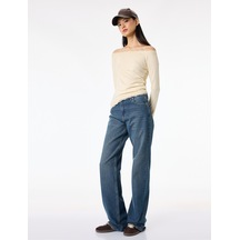 Koton Asimetrik Yaka Uzun Kollu Slim Fit Bluz Sarı 6sal60038ık