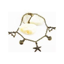 Deniz Yıldızı Deniz Kabuğu Yunus Balığı Temalı Kadın Halhal Çok Renkli