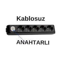 Viko 5'li Beşli Priz Topraklı Anahtarlı Klemensli Kablosuz Siyah