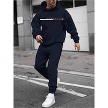 Paris Çizgi Eşofman Takımı Sweatshirt Jogger - Lacivert Baskılı Oversize Şardonlu Kapüşonlu Lacivert Paris Çizgi Eşofman Takımı Sweatshirt Jogger - Lacivert Baskılı Oversize Şardonlu Kapüşonlu Lacivert