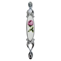 Miray 96 Mm Metal Krom Kasa Beyaz Gül Desenli / 5 Adet Gümüş