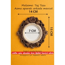 Vintage Eskitme Görünümlü Dekoratif Çerçeve – 3D Baskı ve El Boyaması Kahve Tonlu Çiçek Motifli Yuvarlak - İç Çap: 7 cm Dış Ölçü: 15x14 cm