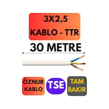 Öznur 3x2,5 Ttr Kablo Metre Seçenekli Beyaz - 30 Metre