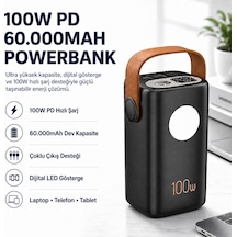 100w Pd 60000mah Ultra Yüksek Kapasiteli Çoklu Çıkışlı Dijital Göstergeli Hızlı Şarj Powerbank-1588 BEYAZ