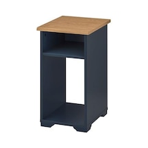 Bölmeli Yan Sehpa MeridyenDukkan Koyu Mavi Renk 40x32 cm Meşe Görünüm-Açık Raf Sistemi