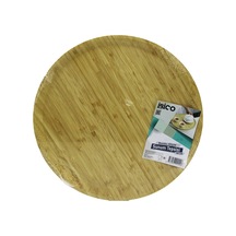 Yuvarlak 38cm Ahşap Bambu Servis Sunum Tepsi - Tahtası 5468 Çok Renkli