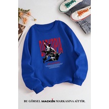 Macklin Unisex Kadın Erkek Battle With Medusa Özel Tasarım Baskılı Bisiklet Yaka Sweatshirt Mavi Mck1326 Mavi