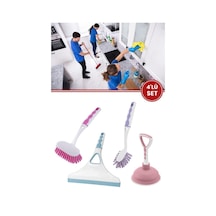 Flora 4 Lü Softline Temizlik Seti, F393 Lavabo Fırçası + F300 Bulaşık Fırçası + F309 Camsil + F308 Pompa
