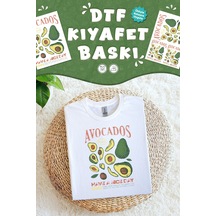 Kumaşa Baskı Yapılabilen Özel Tasarım Ütü Ile Yapışan Tekstil Dtf Baskı Görseli Avakado Temalı