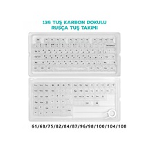 136 Tuş Rusça Pbt Tuş Takımı Şeffaf Karbon Fiber Desenli Mekanik Klavye Keycaps Seti