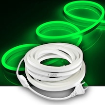 Yeşil Neon Şerit Led Fişli 220v Esnek Dış Mekan, Bahçe, Açık Alan Dekoratif Aydınlatma 50 Metre