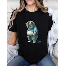 Kozia Outdoors Malkoçbey Şişman Kedi Figürlü T-şhirt Siyah SIYAH