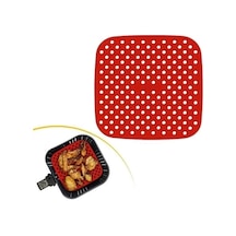 Buğz Renkli Isıya Dayanıklı Yıkanılabilir Silikon Fırın Ve Airfryer Kare Pişirme Matı 21,5 Cm
